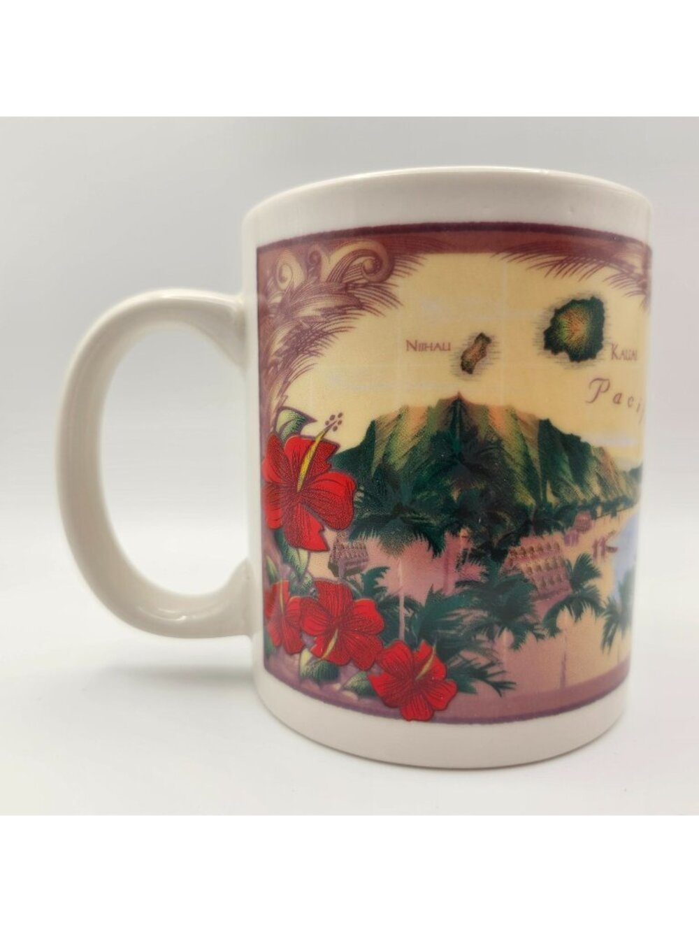 Vintage Island Group Hawaiian Island Chain Map Ceramic Coffee Mug 12oz
